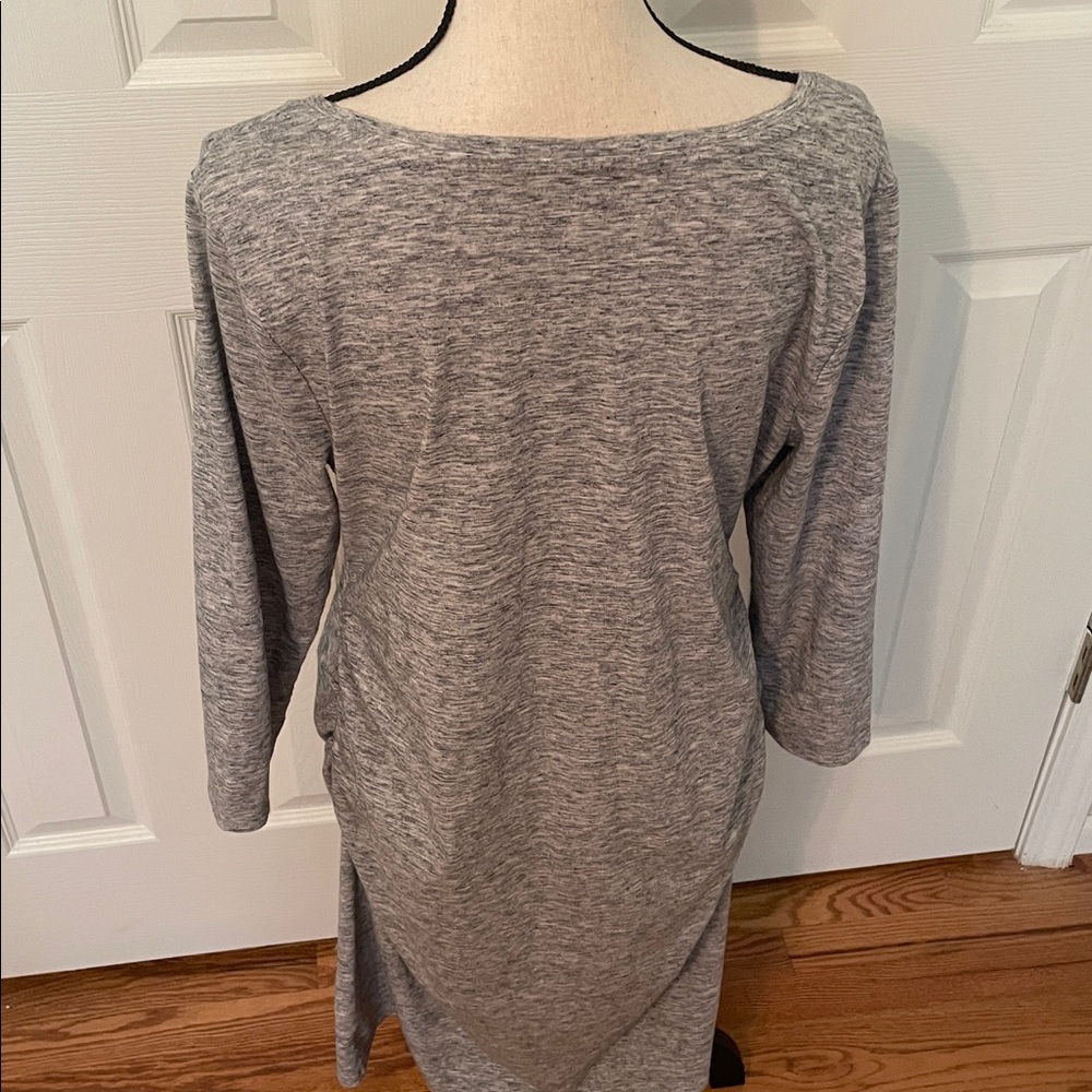 Liz Lange Maternity Gray Long Sleeve Dress Ruched Sides XL EUC Comfortable - Picture 5 of 7